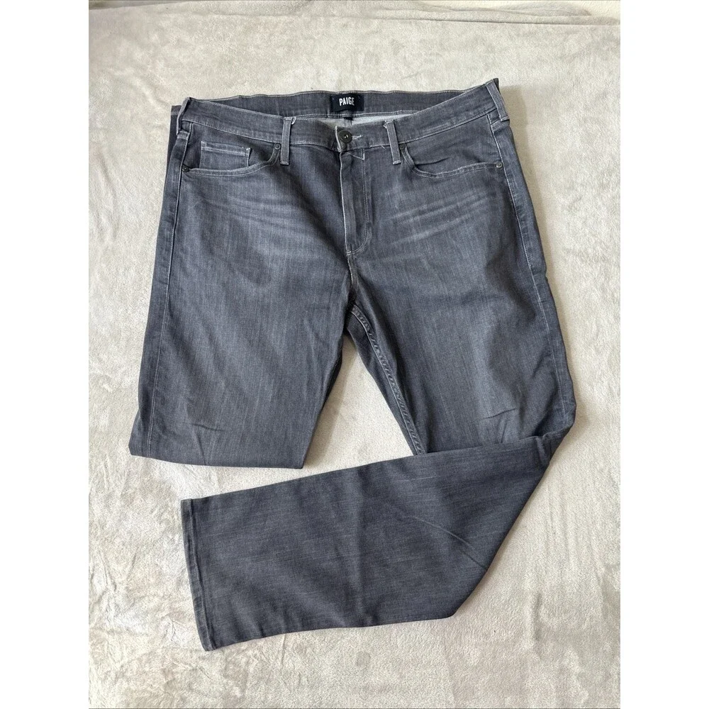 PAIGE Federal 32 Mens Gray Straight Leg Jeans 38x32 Stretch Designer Denim
